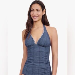 Profile by Gottex Womens Flores V-Neck Tankini Bathing Suit Top size 14